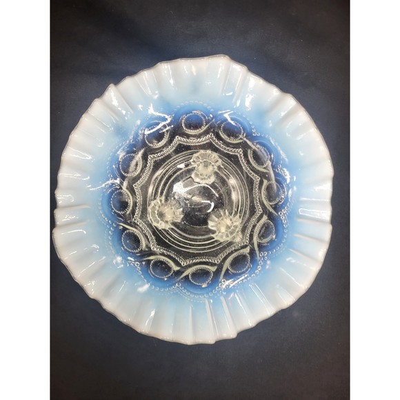 White Opalescent Ruffled Edge Bowl - Picture 2 of 5